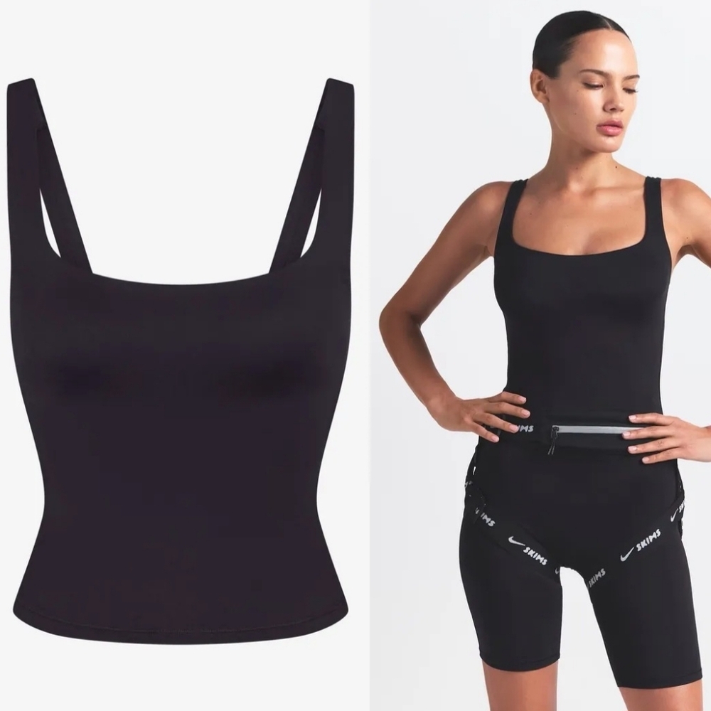 NWT NIKE/SKIMS Large Matte Square Neck Tank In Obsidian